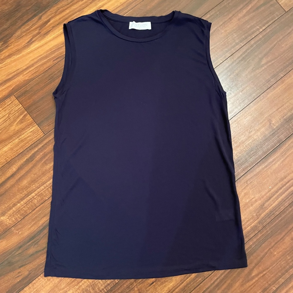 Everlane Luxe Drape Muscle Tank Top Navy Blue XS - Picture 3 of 8
